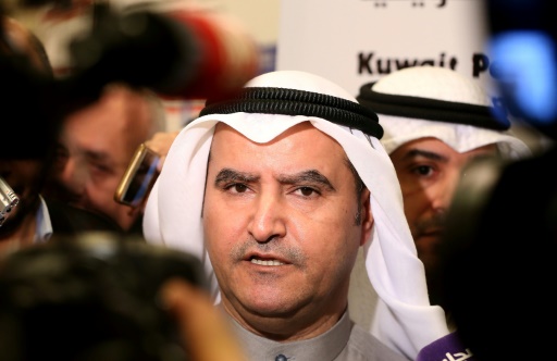 Le ministre koweïtien du Pétrole Essam al-Marzouk lors d’une conférence de presse à Kuwait City