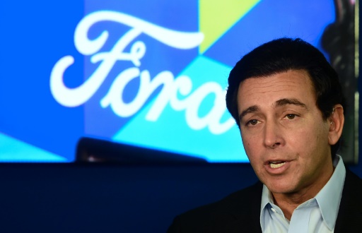 Mark Fields, le PDG de Ford, lors du salon automobile de Los Angeles