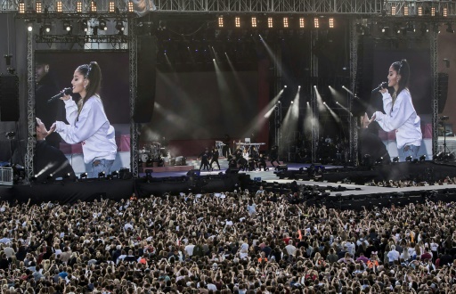 La chanteuse américaine Ariana Grande lors du concert One Love Manchester