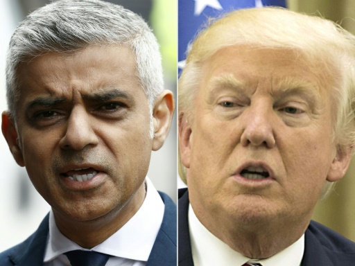 Le maire de Londres Sadiq Khan (g), critiqué par Donald Trump (d) après l&rsquo;attentat de Londres