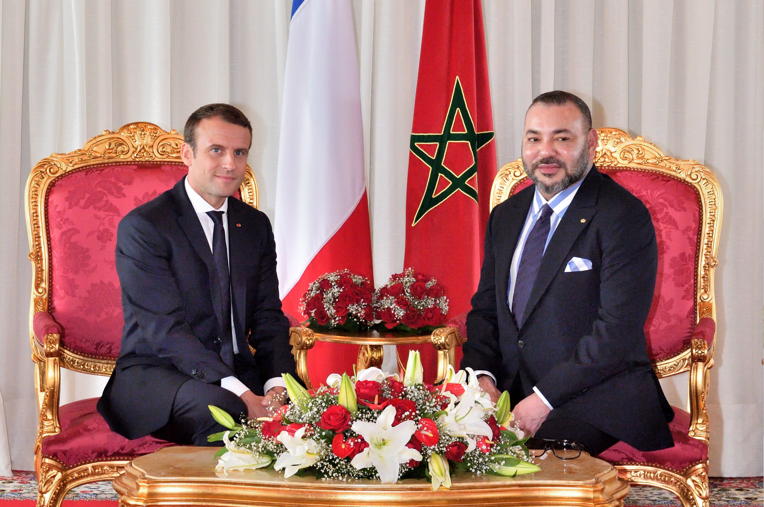 le Roi et le Président français Emmanuel Macron