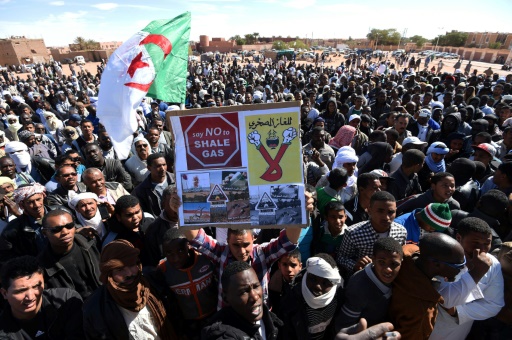 Le 5 mars 2015, manifestation d&rsquo;opposants à l&rsquo;exploration et l&rsquo;exploitation du gaz de schiste à In Salah