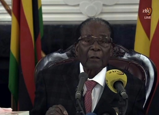 Capture d’image de la télévision zimbabwéenne diffusant l’allocution du président Robert Mugabe