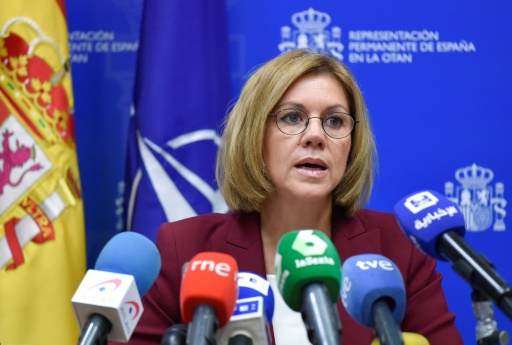 La ministre espagnole de la Défense, Maria Dolores de Cospedal, lors d’une réunion des ministres de la Défense au siège de l’Otan, le 9 novembre 2017 à Bruxelles