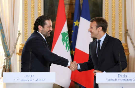 Le 1er septembre 2017, une poignée de main Macron-Hariri à l’Elysée