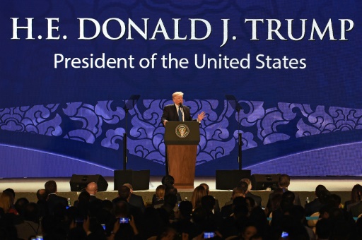 Le président américain Donald Trump lors du sommet de l&rsquo;Apec, le 10 novembre 2017 à Danang, au Vietnam