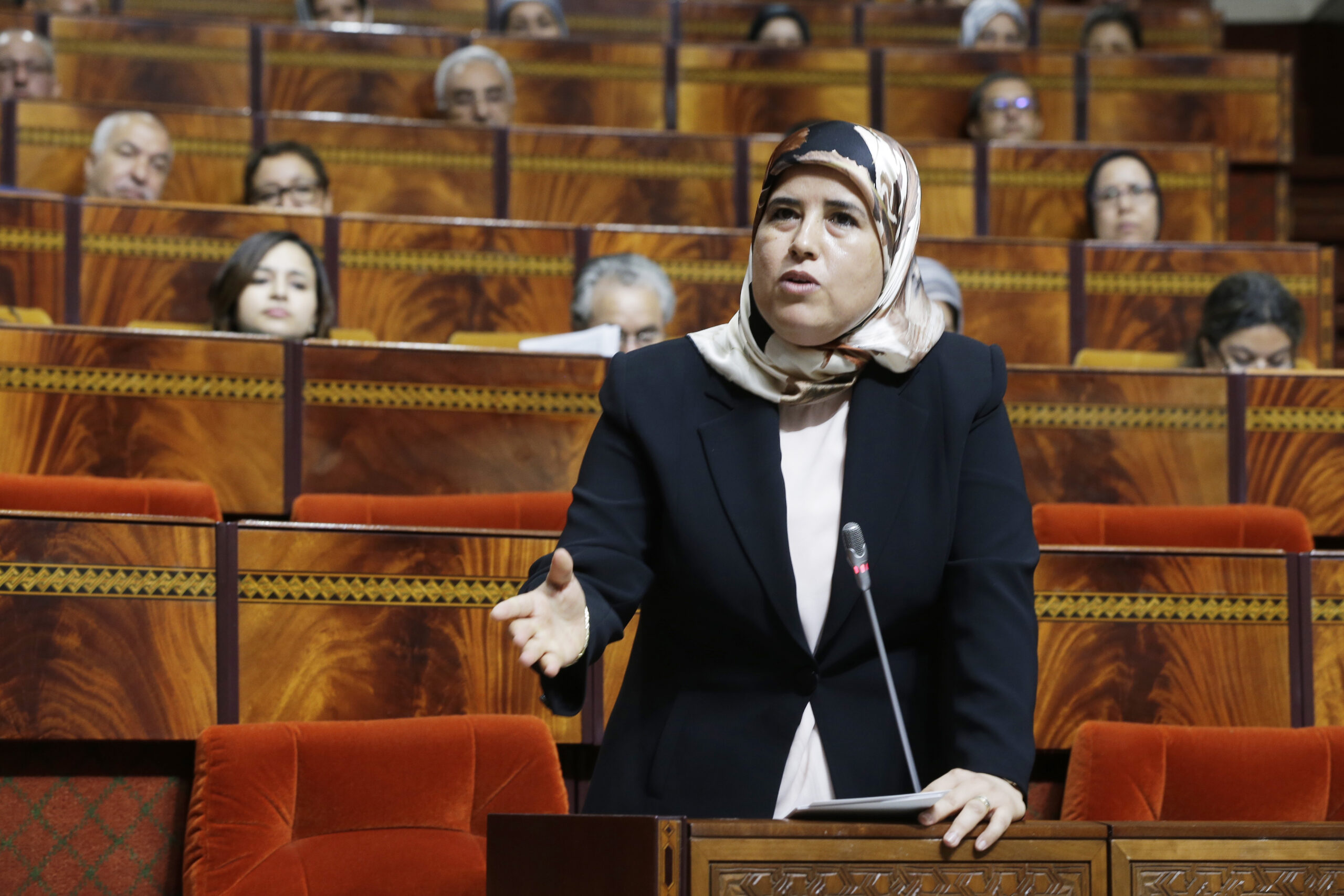 Jamila El Mossalli lors d’une séance à la Chambre des représentants
