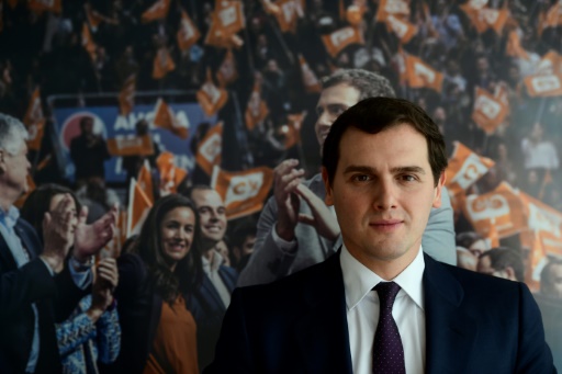 Albert Rivera, chef de file du parti libéral espagnol Ciudadanos, à Madrid