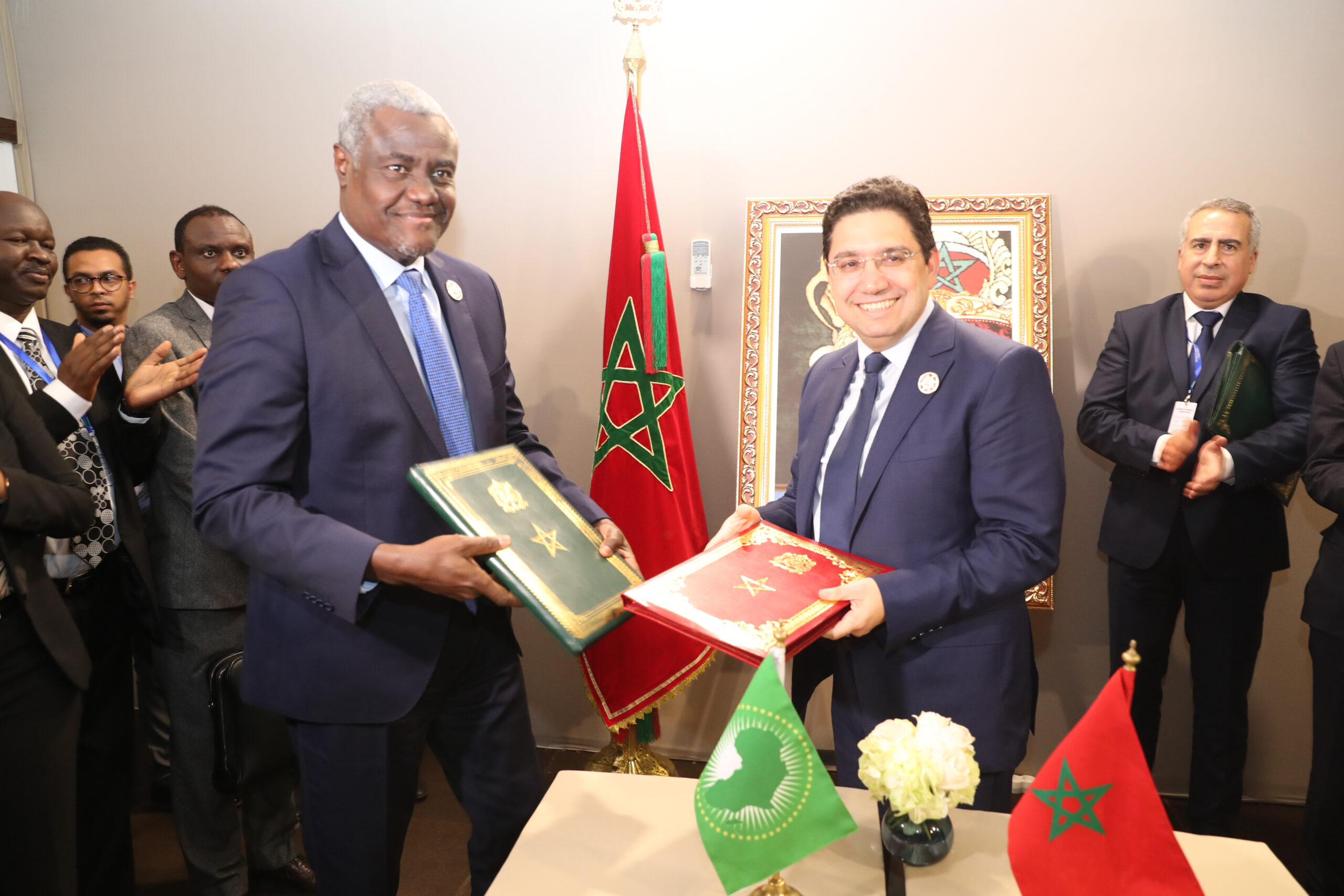 Signature d’un accord siège entre Nasser Bourita et Moussa Faki