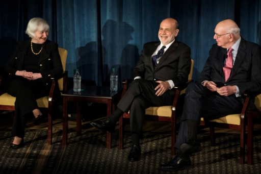 Janet Yellen (g), Ben Bernanke (c) et Paul Volcker