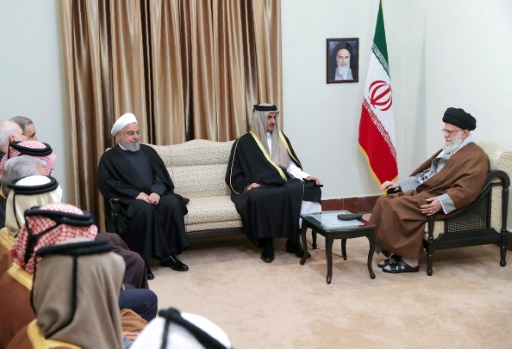Ali Khamenei et Tamim ben Hamad al-Thani et Hassan Rohani