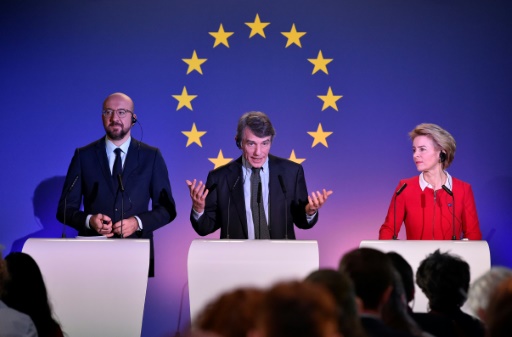 Charles Michel, David Sassoli et Ursula von der Leyen