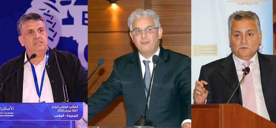 MM. Abdellatif Ouahbi, secrétaire général du Parti Authenticité et Modernité, Nizar Baraka, secrétaire général du Parti de l’Istiqlal, et Nabil Benabdallah, secrétaire général du Parti du Progrès et du Socialisme