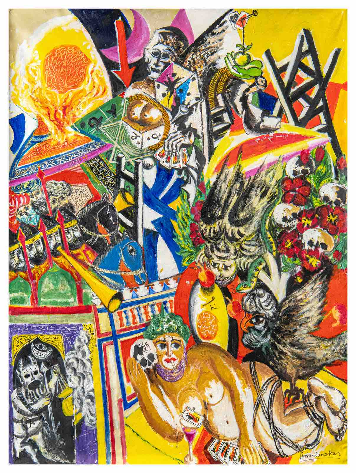 L&rsquo;Atelier21-MohamedAbouelouakar-Cartomancienne-TechniqueMixteSurToile-210x165cm-2018-2020