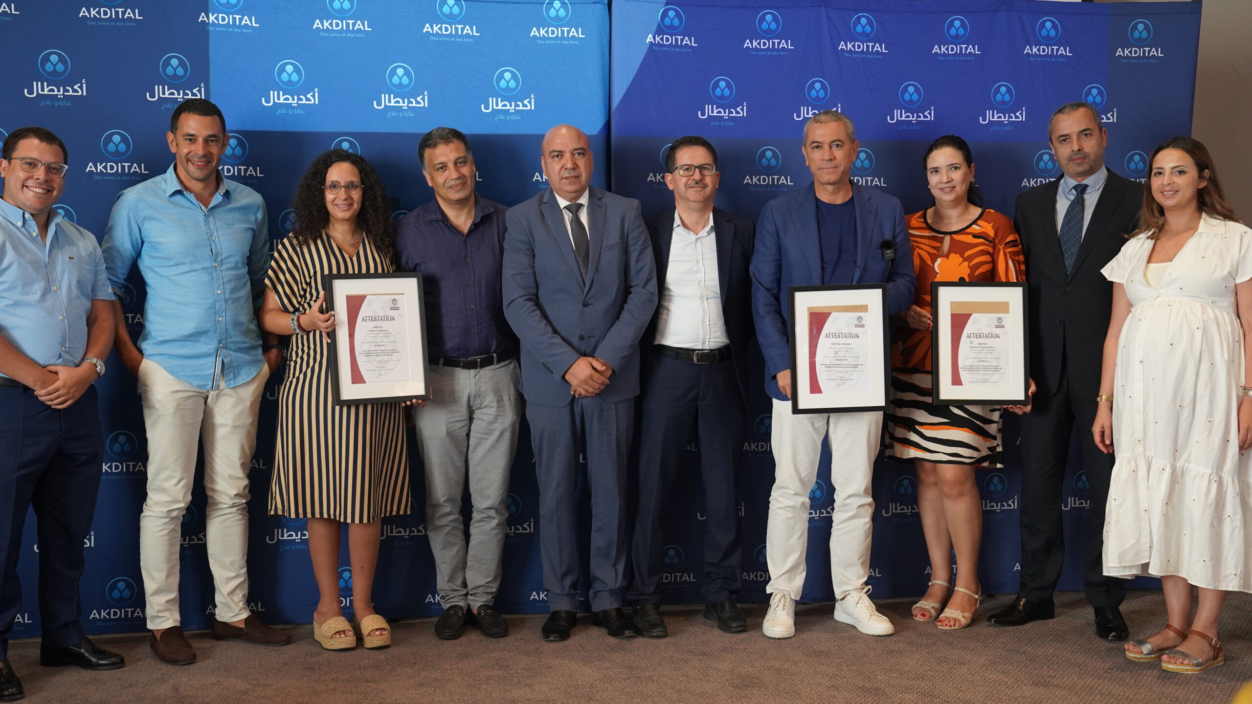 Cérémonie des remises de certifications ISO 9001 -2015 pour la Holding du Groupe AKDITAL – La Clinique Jerrada Oasis et la Clinique Ain Borja Casablanca