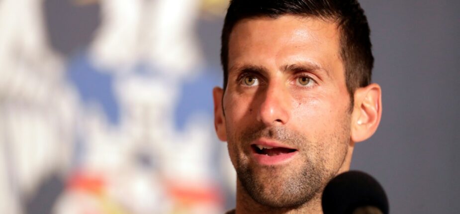 Le Serbe Novak Djokovic lors d'une conférence de presseà Belgrade le 11 juillet 2022