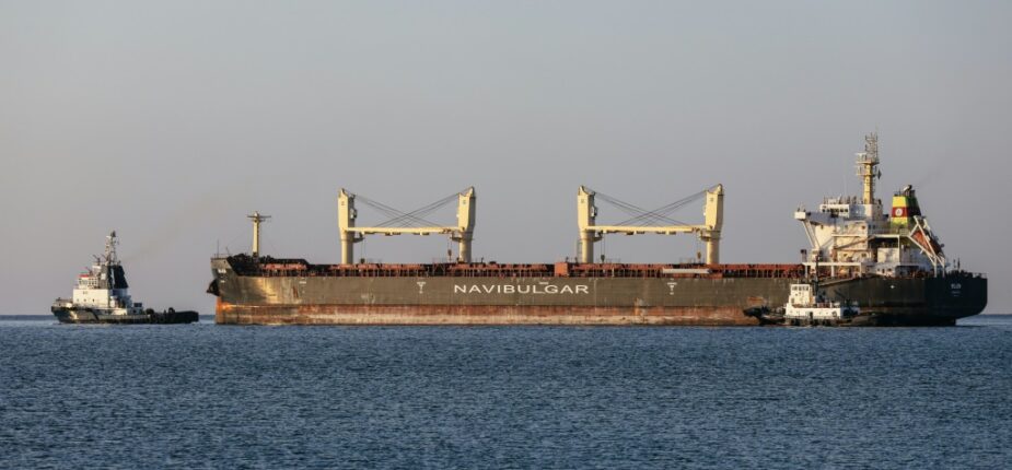 Le cargo Rojen, sous pavillon maltais, fait route vers l'Angleterre depuis Tchernomorsk en Ukraine, avec 13.000 tonnes de mais, le 5 août 2022