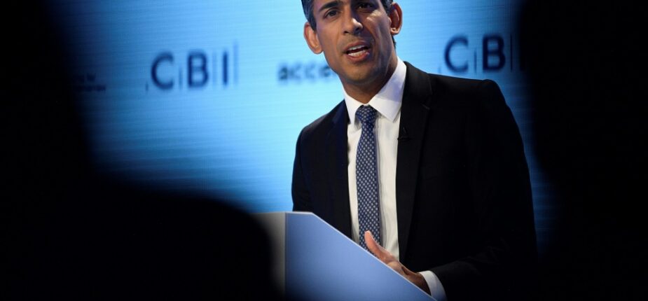 Le Premier ministre Rishi Sunak, lors de la conférence annuelle de la principale organisation patronale britannique, le 21 novembre 2022