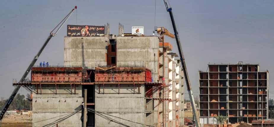 Chantier de construction d'un immeuble dans la capitale irakienne Bagdad le 16 décembre 2022