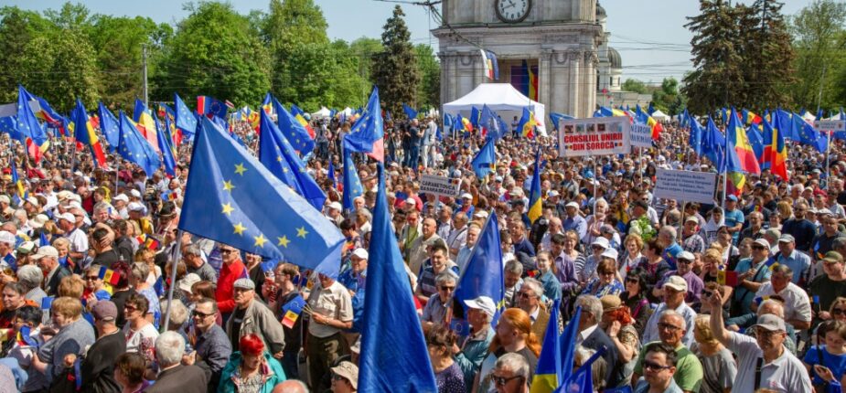 Rassemblement en faveur de l'entrée de la Moldavie dans l'UE, le 21 mai 2023 à Chisinau