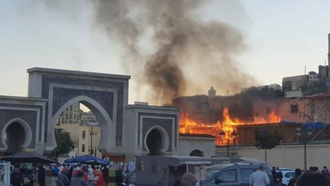 incendie d’un complexe commercial dans l’ancienne médina Fès