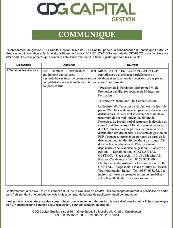 CDG communiqué